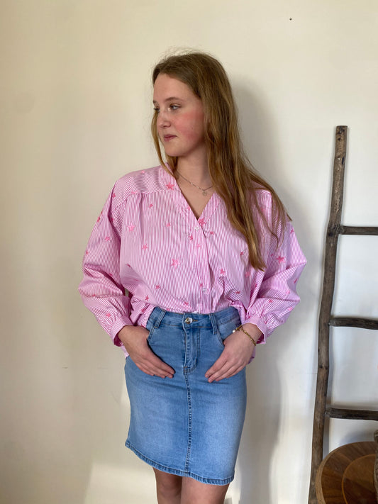 Blouse sterretjes roze